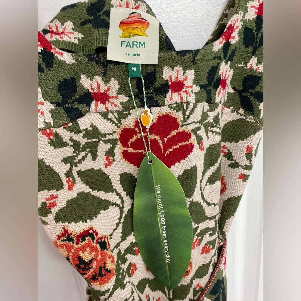 NWT - FARM Rio Multicolor Floral Knit Midi Dress - Picture 5 of 7